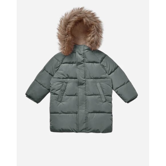 NWT RYLEE CRU long down puffer jacket  marine green 8-9 y boy girl - Picture 1 of 5
